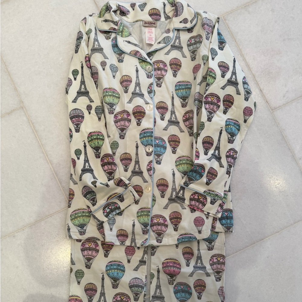 BedHead Eiffel Tower and Hot Air Balloon long sleeve Pajamas - Multicolor